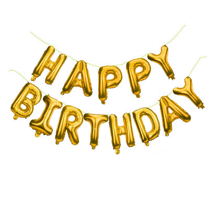 Happy Birthday Ballons Set Gold