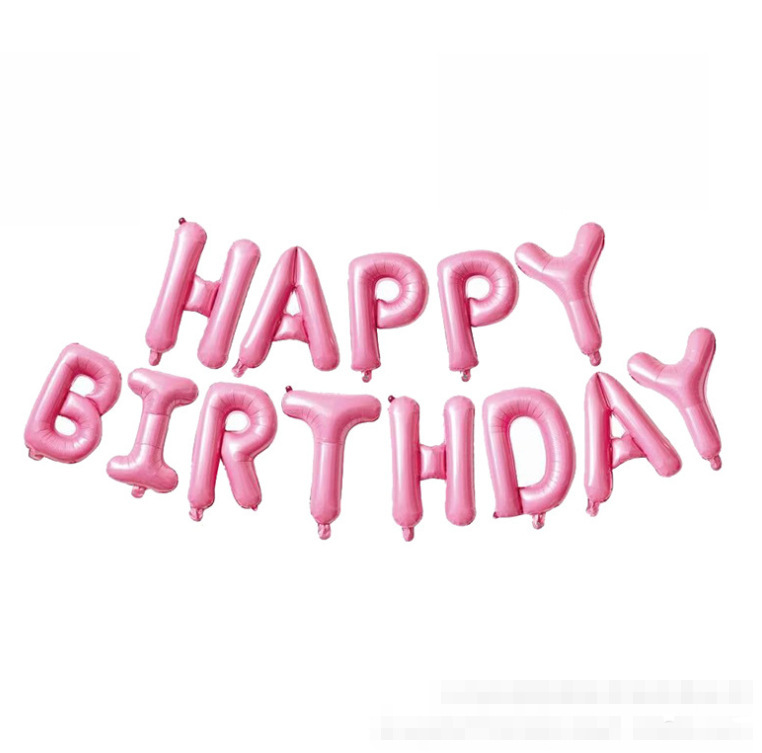 Happy Birthday Ballons Set Pink